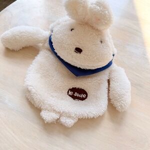 Le Sucre Bunny Rabbit Hot Water Bottle Cover Cream Sherpa Plush Blue Bandana